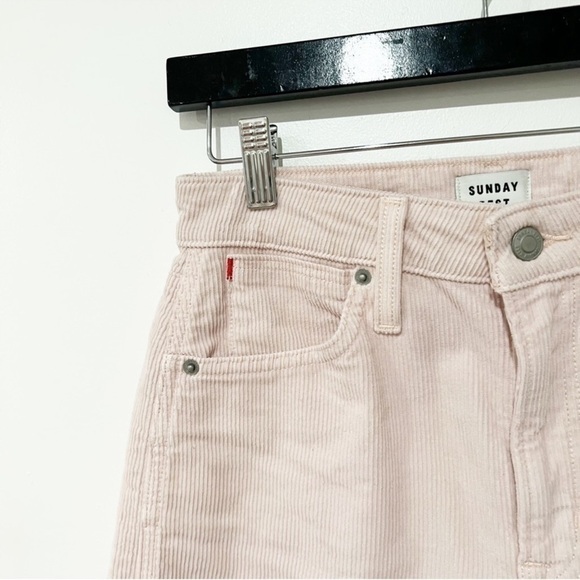 Sunday Best Aritzia Light Pink Cotton Zip Fly Corduroy Straight Leg Pants SZ 2 - Picture 4 of 11